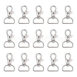 Iron Swivel D Rings Lobster Claw Clasps, Swivel Snap Hook, for Webbing Bags Straps, Platinum, 38x24x6mm(IFIN-C051-1)