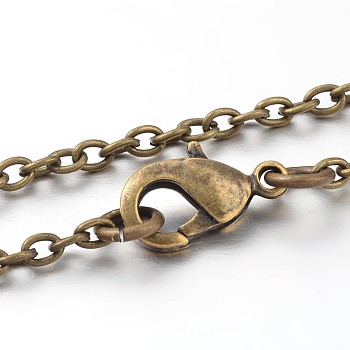 Iron Cable Chain Necklace Making, with Lobster Claw Clasps, Antique Bronze, 24 inch