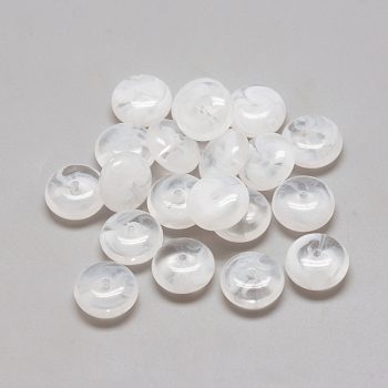 Acrylic Beads, Imitation Gemstone Style, Two Tone Color, Rondelle, Clear & White, 10x5.5mm, Hole: 2mm