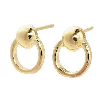 Alloy Stud Earring Findings, with 304 Stainless Steel Steel Pin, Golden, 11.5x9.5mm, Hole: 7mm, Pin: 0.7mm