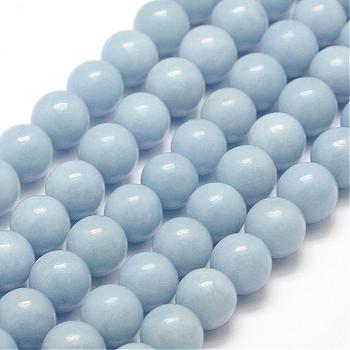 Natural Angelite Beads Strands, Anhydrite Beads, Round, 8mm, Hole: 1mm, about 46pcs/strand, 15.5 inch(39.5cm)