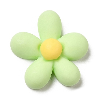 Opaque Resin Cabochons, Frosted, Flower, Light Green, 23.5x23.5x7mm