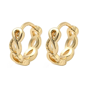 Brass Hoop Earrings for Women, Hollow Infinity, Light Gold, 11x3.5mm