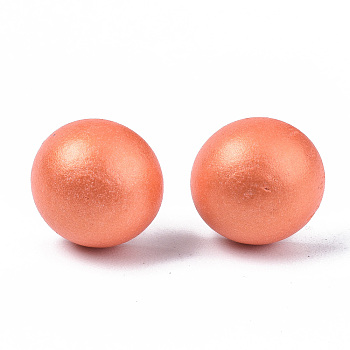 Pearlized Half Round Schima Wood Earrings for Girl Women, Stud Earrings with 316 Surgical Stainless Steel Pins, Light Salmon, 11x4.5mm, Pin: 0.7mm