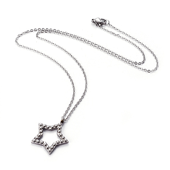 304 Stainless Steel Pendant Necklaces, with Cable Chains, Star, Stainless Steel Color, 17.7 inch(45cm), Pendant: 24x22x2.5mm