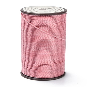 Round Waxed Polyester Thread String, Micro Macrame Cord, Twisted Cord, for Leather Sewing Stitching, Flamingo, 0.65mm, about 87.48 yards(80m)/roll