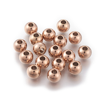 Ion Plating(IP) 304 Stainless Steel Spacer Beads, Round, Rose Gold, 3mm, Hole: 1mm