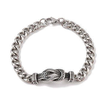 304 Stainless Steel Viking Knot Link Chain Bracelets for Men, Antique Silver, 9-1/8 inch(23cm)