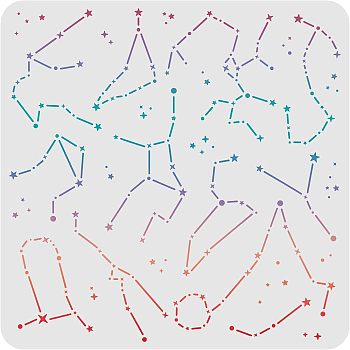 Plastic Reusable Drawing Painting Stencils Templates, for Painting on Scrapbook Fabric Tiles Floor Furniture Wood, Square, Constellation Pattern, 300x300mm
