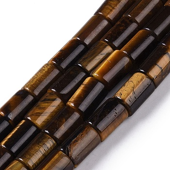 Natural Tiger Eye Beads Strands, Column, 12x8mm, Hole: 1.2mm, about 33pcs/strand, 15.63''(39.7cm)