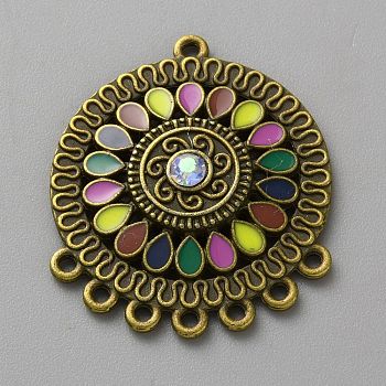 Alloy Enamel Chandelier Component Links, Antique Bronze, 33.5x28x4.5mm, Hole: 1.5mm