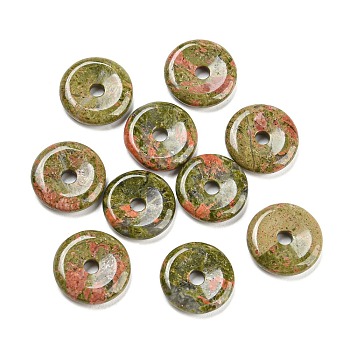 Natural Unakite China Safety Buckle Pendants, 15~16x3~4mm, Hole: 3mm
