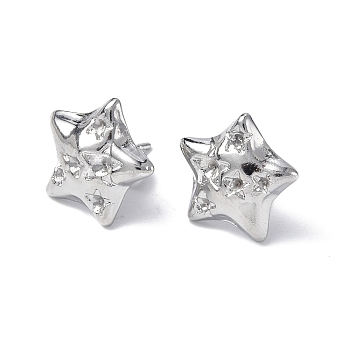 304 Stainless Steel Stud Earring Findings, with Rhinestone Setting, Star, Stainless Steel Color, Fit For 1.5~2mm Rhinetstone, 12.5x12.5mm, Pin: 0.7mm