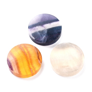 Natural Fluorite Beads, No Hole/Undrilled, for Wire Wrapped Pendant Making, Flat Round, 29x6~6.5mm