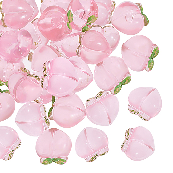 PandaHall Elite Transparent Plastic Beads, Half Drilled, Peach, Pink, 15.5x17x11mm