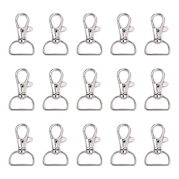 Iron Swivel D Rings Lobster Claw Clasps, Swivel Snap Hook, for Webbing Bags Straps, Platinum, 38x24x6mm