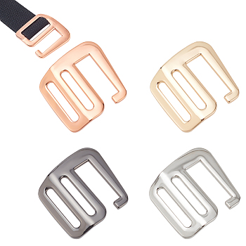WADORN 8Pcs 4 Style Alloy Slider Buckles, 9-Shaped Adjustable Buckle Fasteners, for Strap Leathercraft Bag Belt, Mixed Color, 39.5~40x38.5x2.5~3mm, 2pcs/style