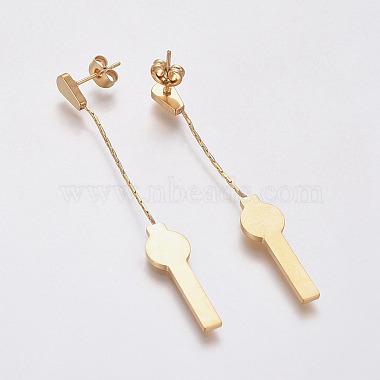 (vente d'usine de fêtes de bijoux) 304 boucles d'oreilles pendantes en acier inoxydable(EJEW-F239-02G)-2