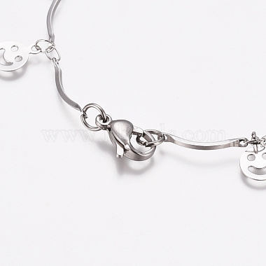 304 bracelets à breloques sourire heureux en acier inoxydable(BJEW-G628-05P)-3