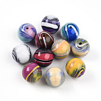 Opaque Resin Beads, Round, Mixed Color, 16mm, Hole: 2~2.5mm(X1-RESI-N042-16mm-14)
