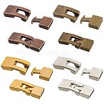 Tibetan Style Snap Lock Clasps, Rectangle, Antique Bronze & Antique Silver & Red Copper & Antique Golden, 22x12x6mm, Hole: 3x10mm, 32sets/box(PALLOY-PH0005-85)