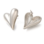 Rack Plating Heart Brass Stud Earrings, Lead Free & Cadmium Free, Long-Lasting Plated, Platinum, 27x23.5mm(EJEW-I310-13P)