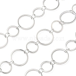 304 Stainless Steel Ring Link Chains, Soldered, with Spool, Stainless Steel Color, 10~14x1mm(CHS-G044-05P-02)