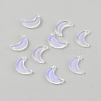 Glass Pendants, Moon, Clear AB, 16x11x2.7mm, Hole: 1.2mm(GLAA-WH0042-49)