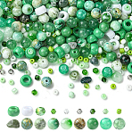 DIY Jewelry Making Finding Kits, including Glass Beads, Acrylic Beads, Gemstone Beads and Plastic Beads, Lime Green, 3~9x4~13x2~8.5mm, Hole: 0.4~3.8mm(DIY-YW0017-90A)