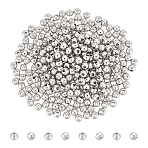 300Pcs Alloy Spacer Beads, Round, Platinum, 4x3.5mm, Hole: 1.4mm(FIND-UN0015-58)
