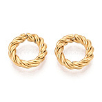 304 Stainless Steel Quick Link Connectors, Twisted Round Ring, Ion Plating(IP), Real 18K Gold Plated, 10.8x2.8mm(STAS-T064-87G)