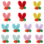 28Pcs Rabbit Ears with Carrot Food Grade Eco-Friendly Silicone Focal Beads with 5Yards Nylon Thread, DIY Material, Mixed Color, 27x25.5x10mm, Hole: 3mm(SIL-SC0002-46)