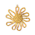 304 Stainless Steel Pendants, Abstract Sunflower Charms, Ion Plating(IP), Mirror Polished Finish, Real 18K Gold Plated, 48x44mm, Hole: 1.9mm(STAS-OY015-87G)