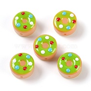 Lampwork Beads, Doughnut, Lime, 15x10mm, Hole: 1.2mm(LAMP-C015-01C)