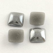 Pearlized Plated Opaque Glass Cabochons, Square, Gray, 6x6x3mm(PORC-S802-6mm-41)