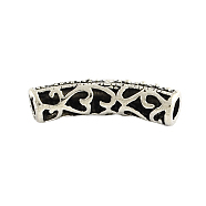 Tibetan Style Hollow Alloy Curved Tube Beads, Cadmium Free & Nickel Free & Lead Free, Antique Silver, 24x6mm, Hole: 3.5mm(X-TIBEB-Q058-16AS-FF)