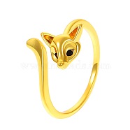 Brass Rhinestone Open Cuff Rings, Golden, Golden, Inner Diameter: 20mm(PW-WG31948-13)