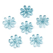 Spray Painted Transparent Resin Cabochons, Flower, Sky Blue, 10x9.5x4mm(CRES-S302-63-A01)