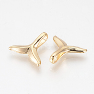 Brass Charms, Nickel Free, Real 18K Gold Plated, Whale Tail Shape, 13.5x15x4.5mm, Hole: 2mm(X-KK-Q735-325G)