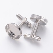 Brass Cuff Button, Cufflink Findings for Apparel Accessories, Platinum Color, 21x18mm(KK-G175-N)
