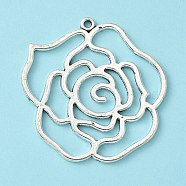 Tibetan Style Alloy Pendants, Rose, Lead Free & Cadmium Free, Antique Silver, 43x39x2mm, Hole: 2mm(LF10554Y)