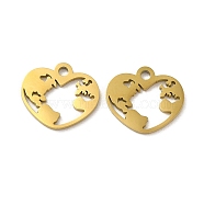 Ion Plating(IP) 304 Stainless Steel Charms, Laser Cut, Heart Charm, Golden, 11.5x13x1mm, Hole: 1.5mm(STAS-J042-35G)