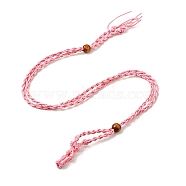 Braided Wax Rope Cord Macrame Pouch Necklace Making, Adjustable Wood Beads Interchangeable Stone Necklace, Pink, 35.43 inch(90cm), 4mm(NJEW-J007-03)