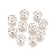 Brass Twisted Beads, Long-Lasting Plated, Rondelle, Matte Silver Color, 7.5x4mm, Hole: 1.4mm(X-KK-K238-24MS)