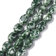 Natural Green Spot Jasper Beads Strands, Oval, 8x6x3.5~4mm, Hole: 1mm, about 45~52pcs/strand, 15.16~15.74 inches(38.5~40cm)(G-Z006-A22)