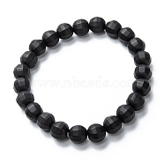 Frosted Glass Beads Stretch Bracelets, Faceted, Round, Black, Beads: 8mm, Inner Diameter: 2 inch(5.1cm)(BJEW-I296-12C)