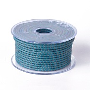 Braided Cowhide Cord, Leather Jewelry Cord, Jewelry DIY Making Material, Medium Turquoise, 6mm, about 16.4 yards(15m)/roll(WL-I004-6mm-12)