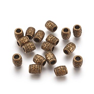Antique Bronze Tibetan Style Spacer Beads, Lead Free, Cadmium Free & Nickel Free, Column, 6.5mm in diameter, 8mm long, hole: 4mm(MLF0756Y-NF)