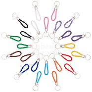 24Pcs 12 Colors Imitation Leather Keychain,  with Platinum Plated Iron Findings, Mixed Color, 11x0.65cm, 2pcs/color(KEYC-CP0001-01)