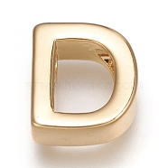 Brass Charms, Long-Lasting Plated, Real 18K Gold Plated, Letter.D, D: 8.5x7.5x3mm, Hole: 1.4mm(ZIRC-I037-01D-G)